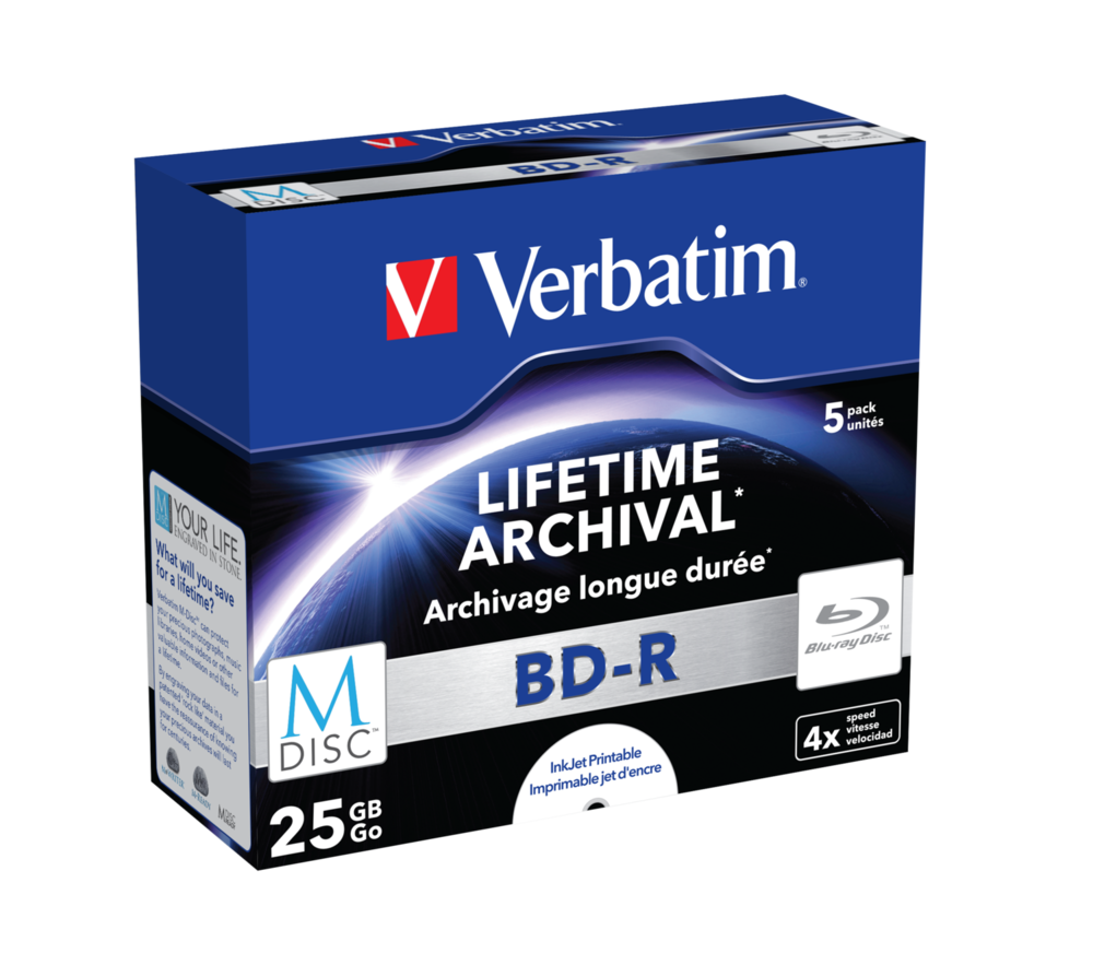 Verbatim MDISC BD-R Boîtier, lot de 5, MDISC Archival Media