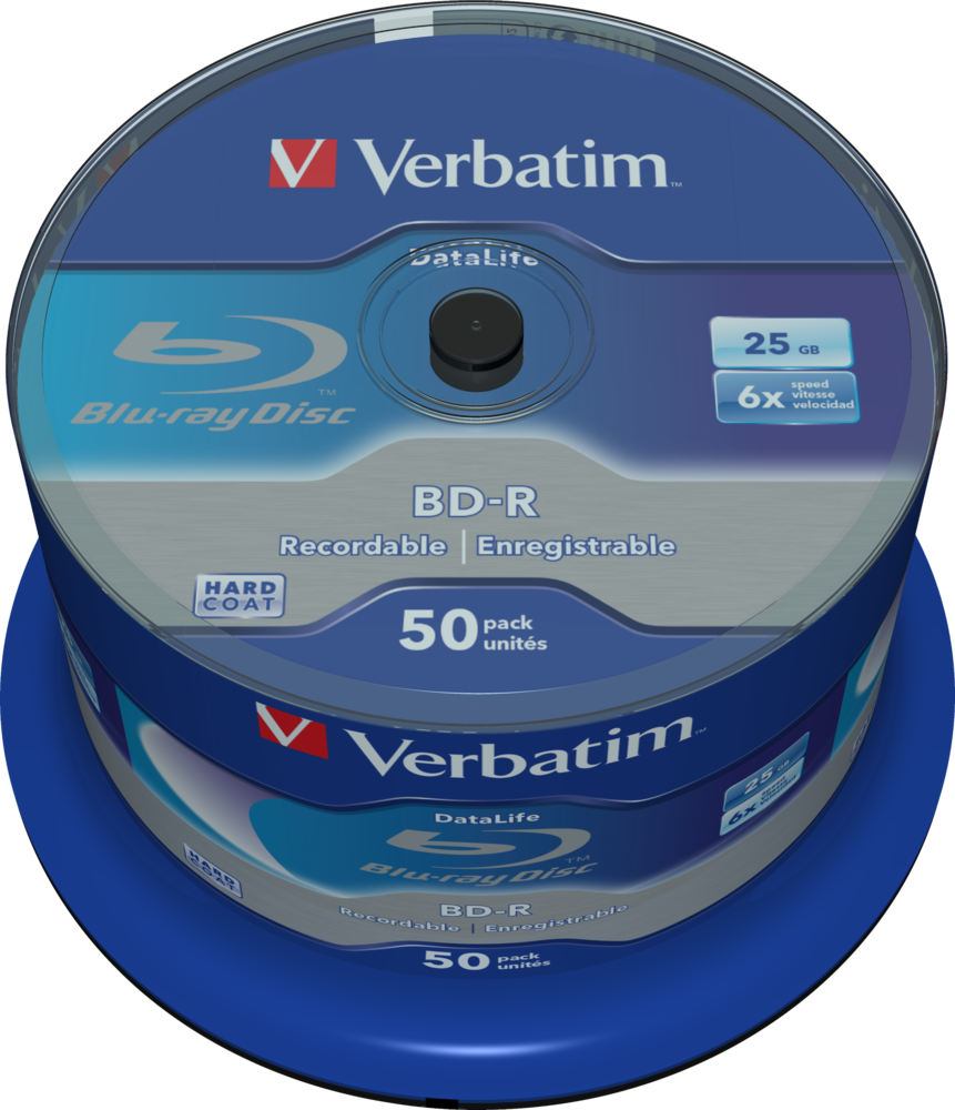 6x Vitesse Bd-R Sl Vierge Blu-Ray Disques - 50 Paquet Broche - VERBATIM