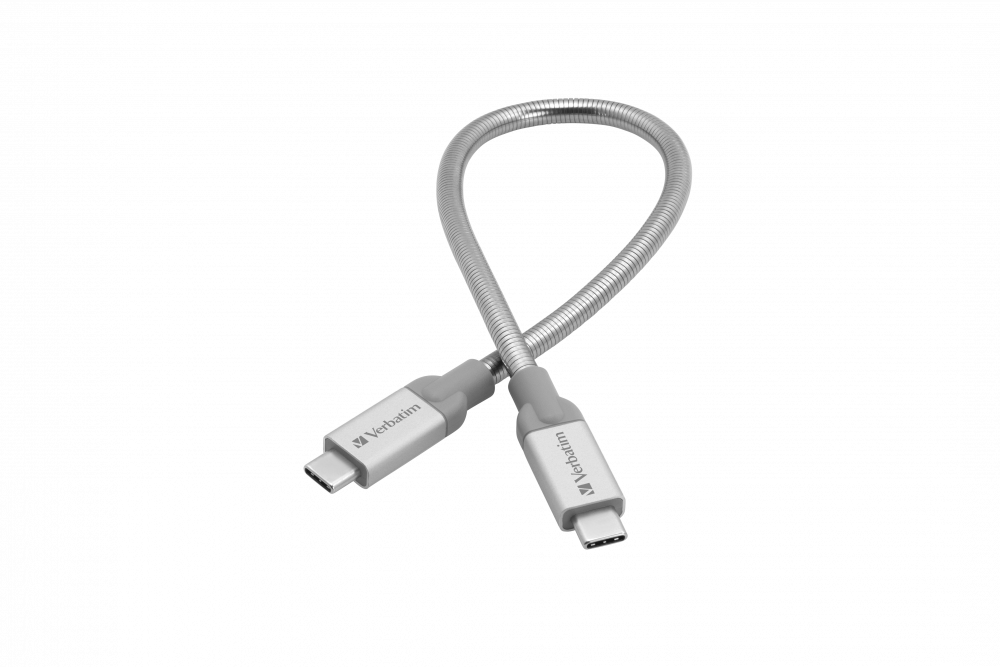 Verbatim USB-C to USB-C Stainless Steel Sync & Charge Cable USB 3.1 GEN 2  30cm