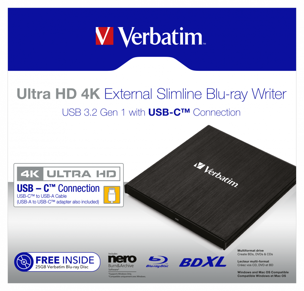 Lecteur graveur blu ray externe verbatim usb 3.0