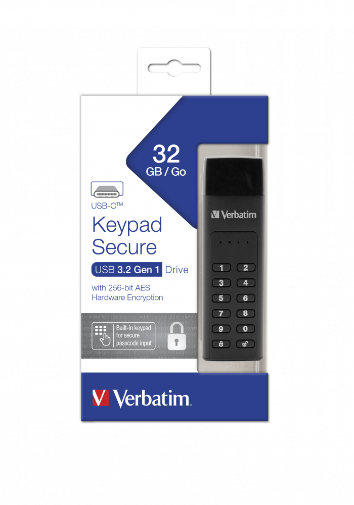 Clé USB Verbatim Secure Portable, USB 3.0, cryptage AES 256, 32