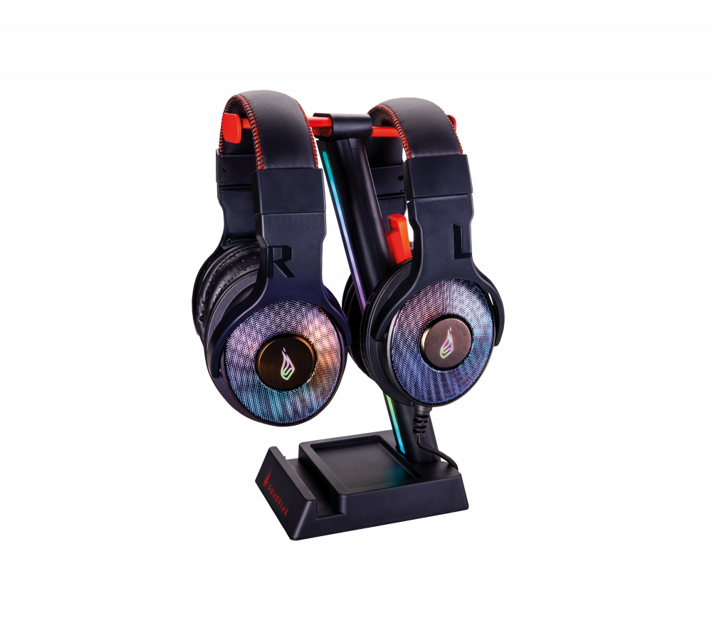 Vinson N2 Dual-Balance Gaming Headset Stand med RGB - Multi Function Röd