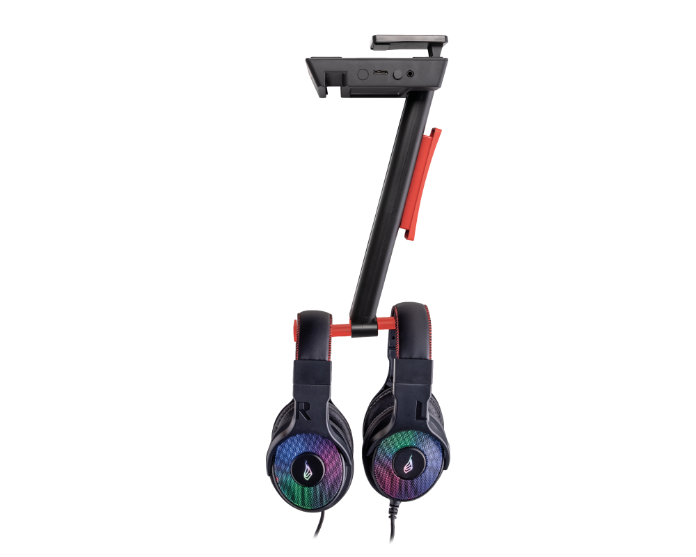 Vinson N2 Dual-Balance Gaming Headset Stand med RGB - Multi Function Röd